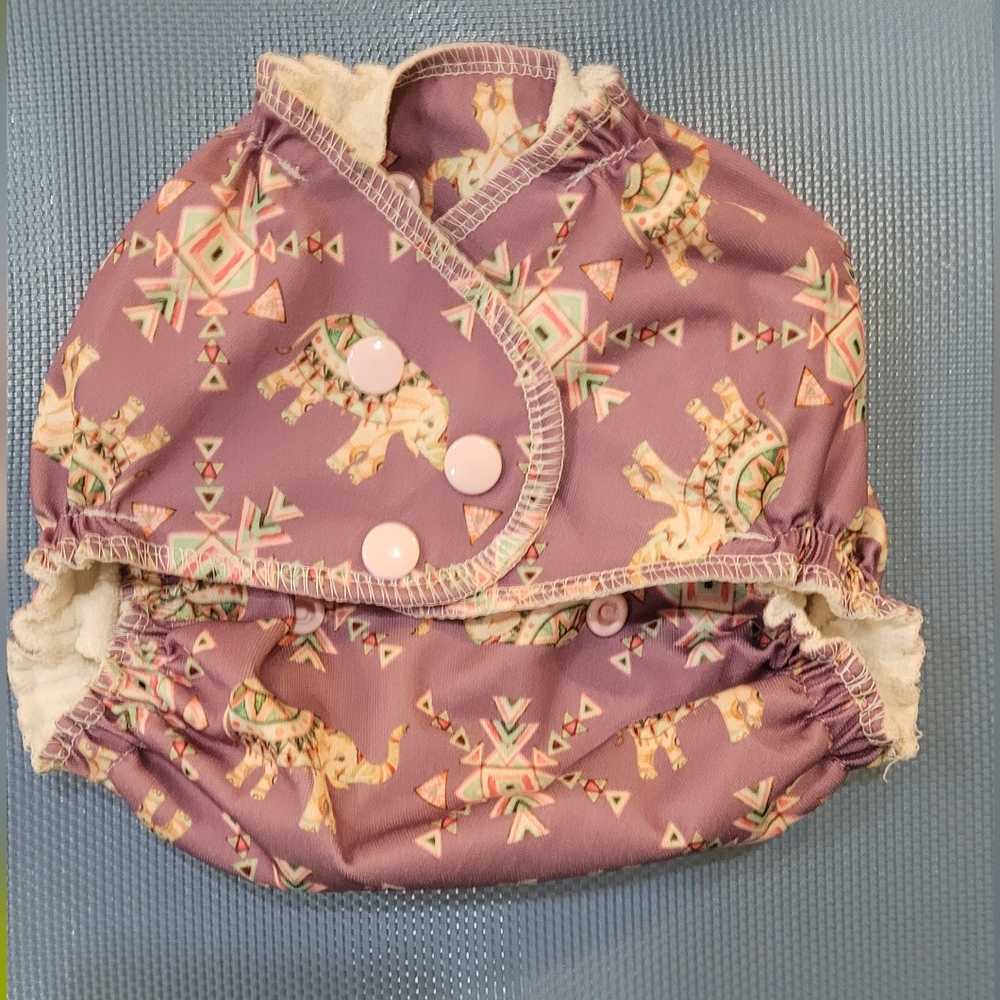 Purple Baby Cloth Diaper with Animal Print